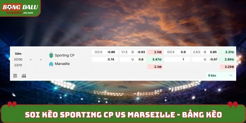 Soi kèo Sporting CP vs Marseille trên bảng tỷ lệ kèo